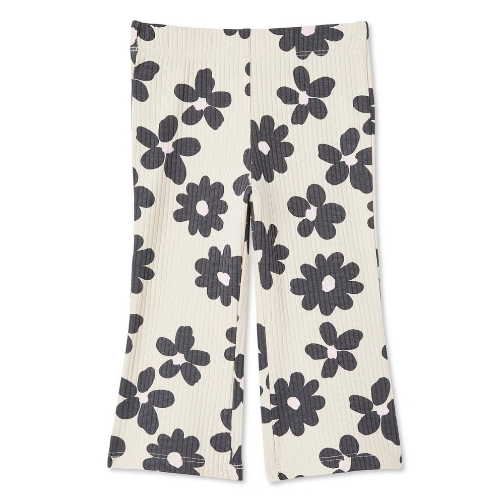 George Cream and Black Floral flare leggings